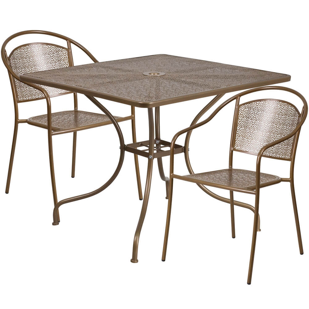 Bistro table set CUB CO 35SQ 03CHR2 GD GG FLA