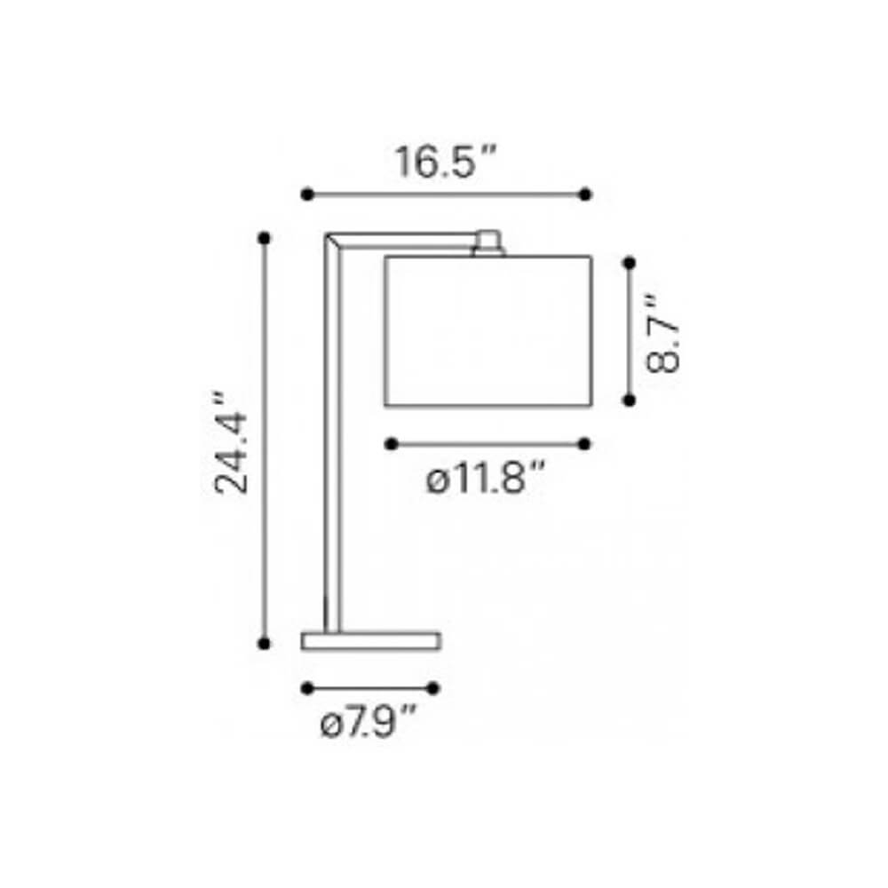 Contemporary lamp dimensions view