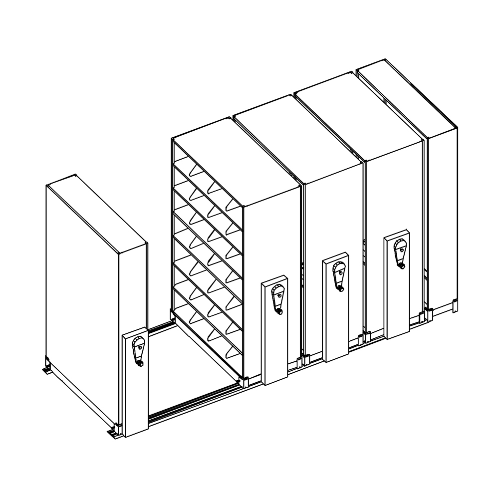 Filing system for office mobile shelving systems