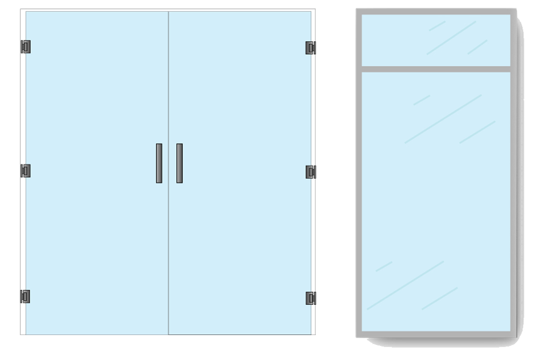 Glass door entrance T TYPICAL 3 parts