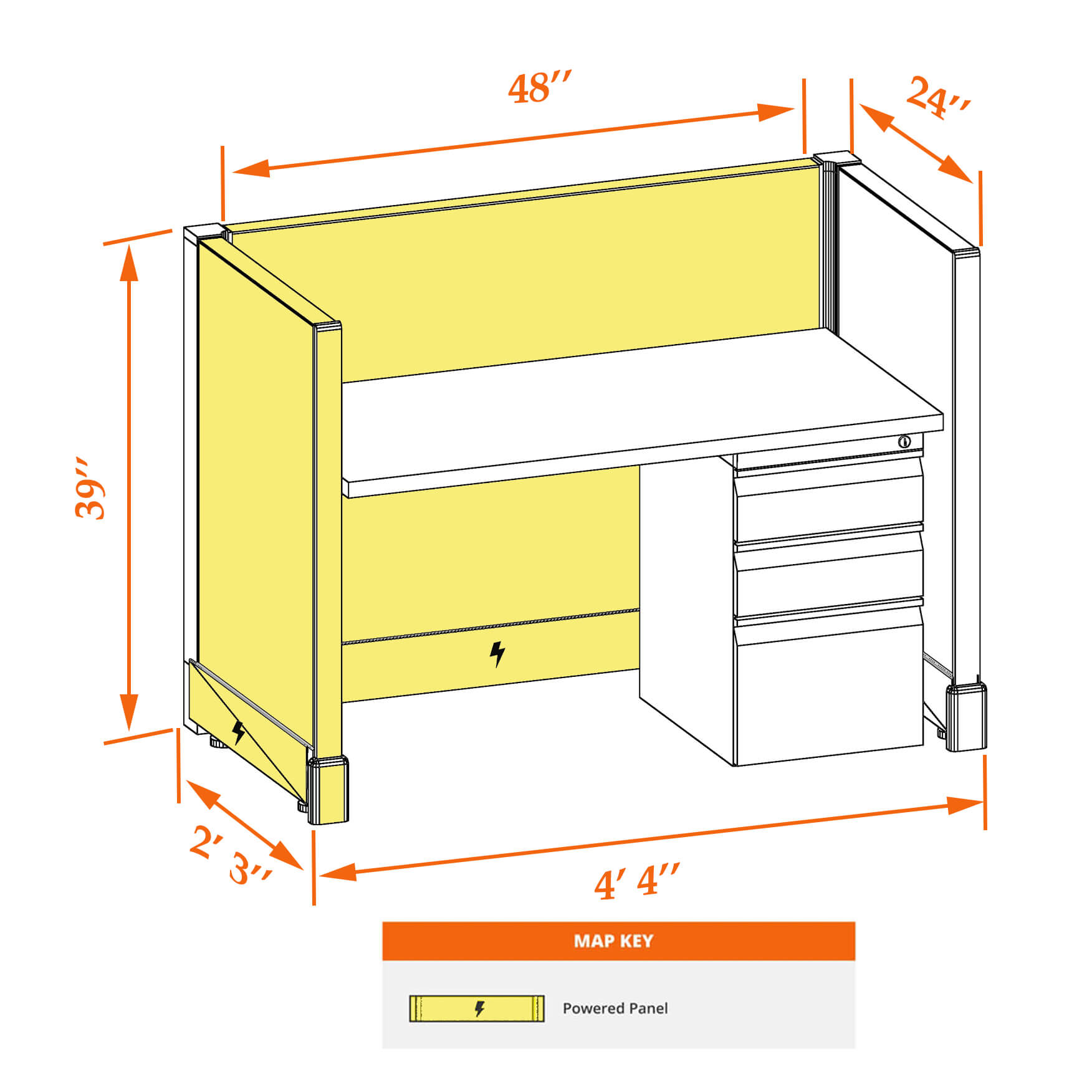 Hot desk CUB 1 39 P 24 WHT WH PSO