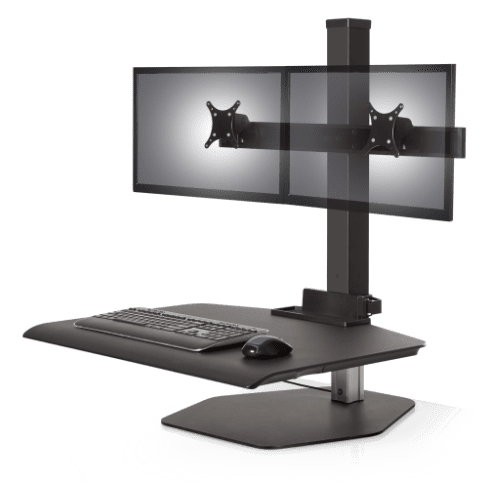 Sit stand desk desktop riser 2 monitors