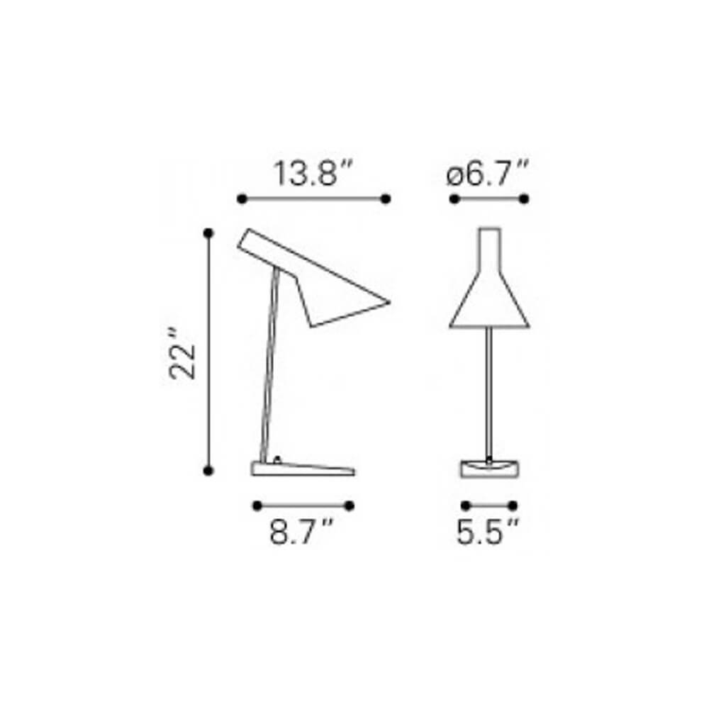 Table lights dimensions view