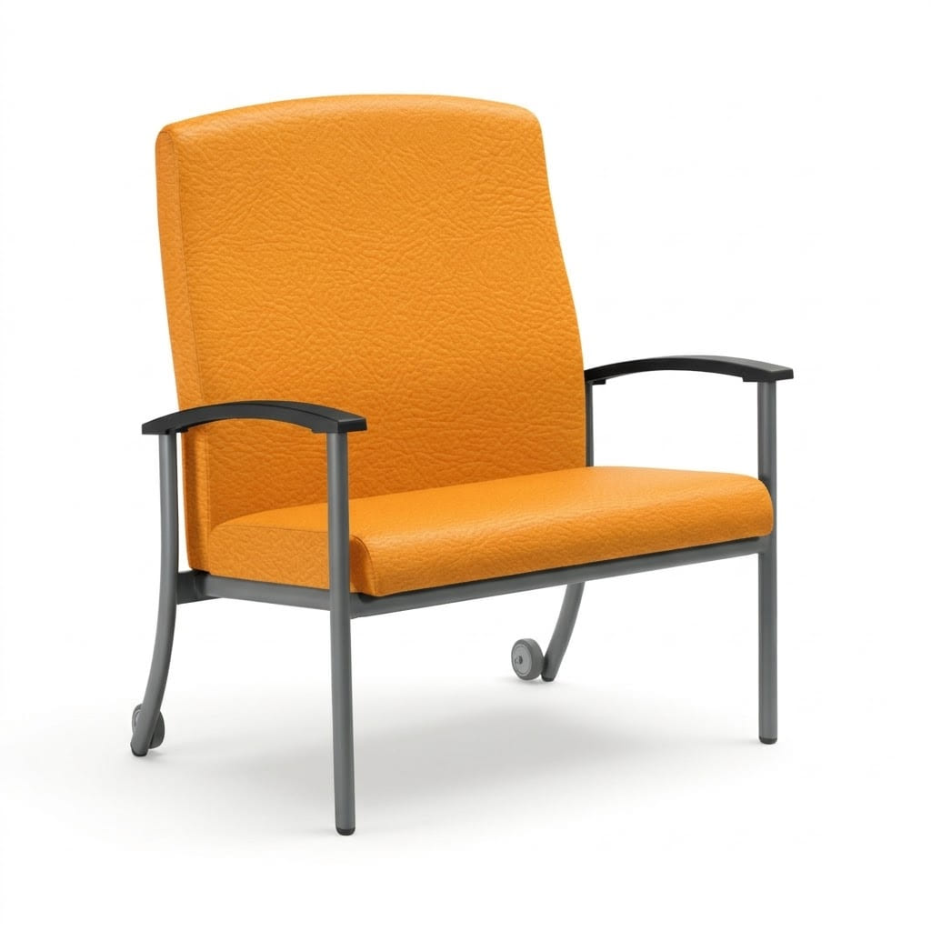 Chair with wheels high back orange