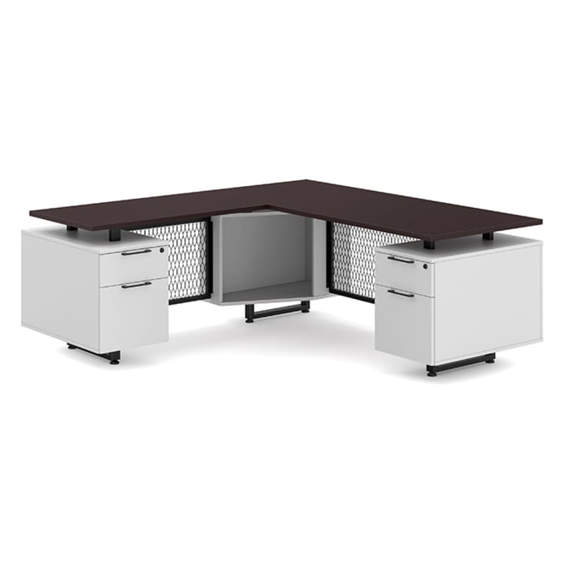 L shape office desk espresso top 1
