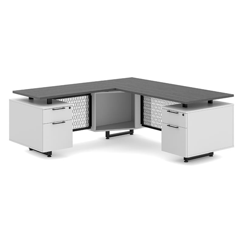 L shape office desk newport gray top