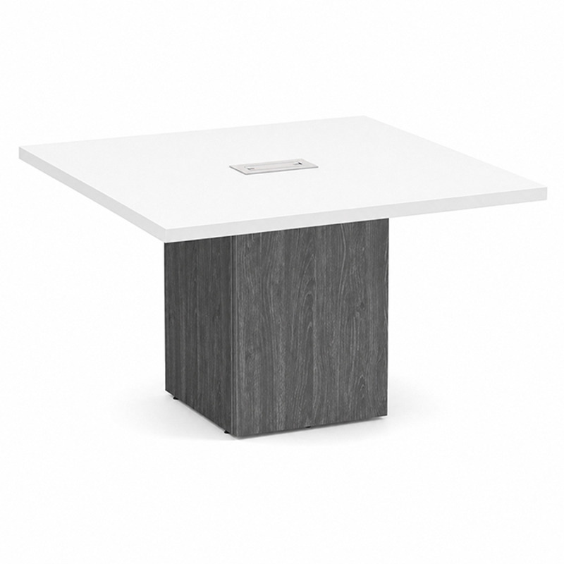 Square Table White top Coastal Gray Base 1