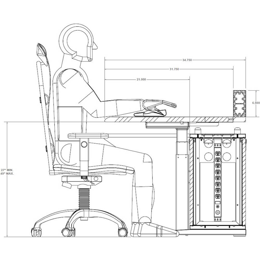 Control console furniture height adjustable ergonomics