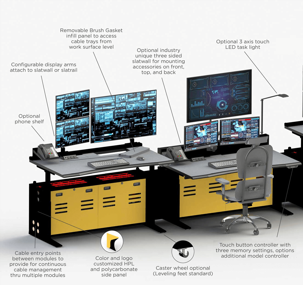 Control room consoles height adjustable call outs 01