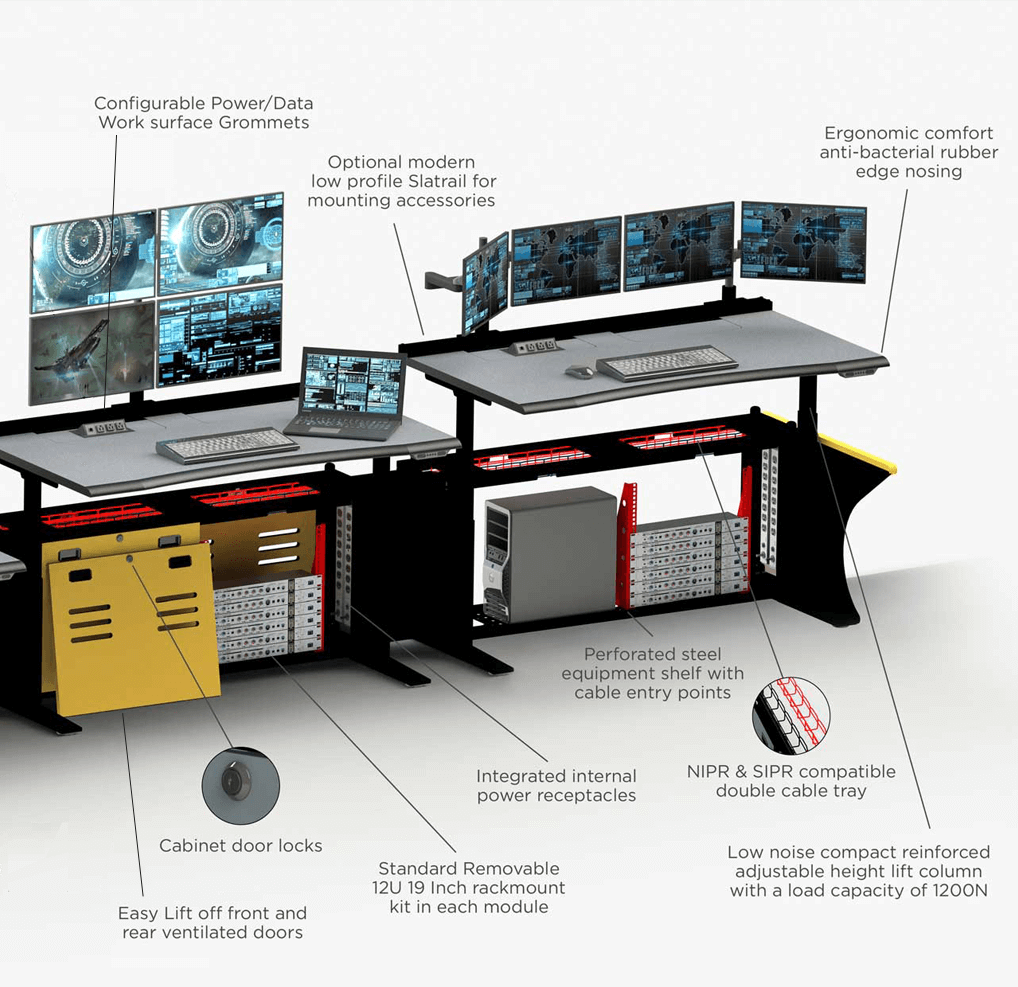 Control room consoles height adjustable call outs 02