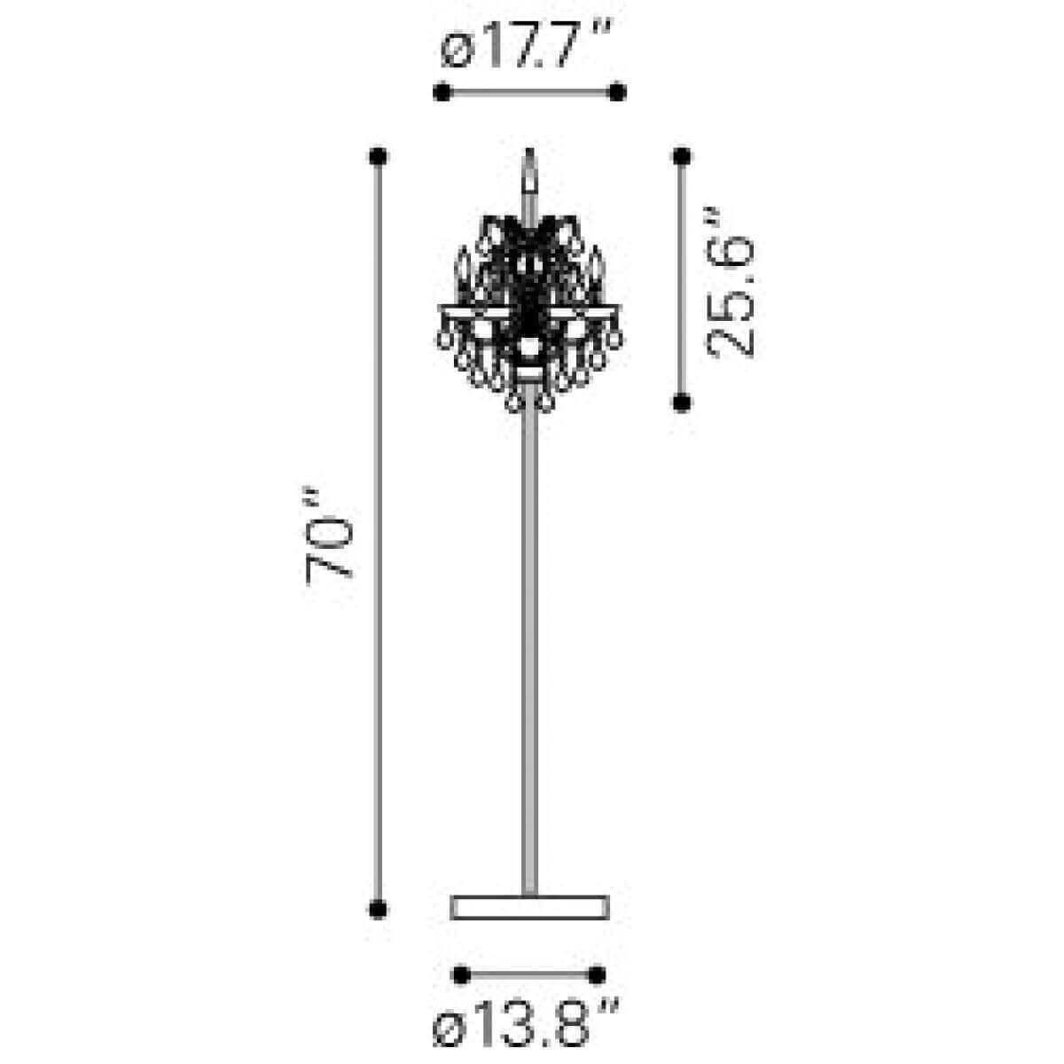 Crystal floor lamp dimensions view