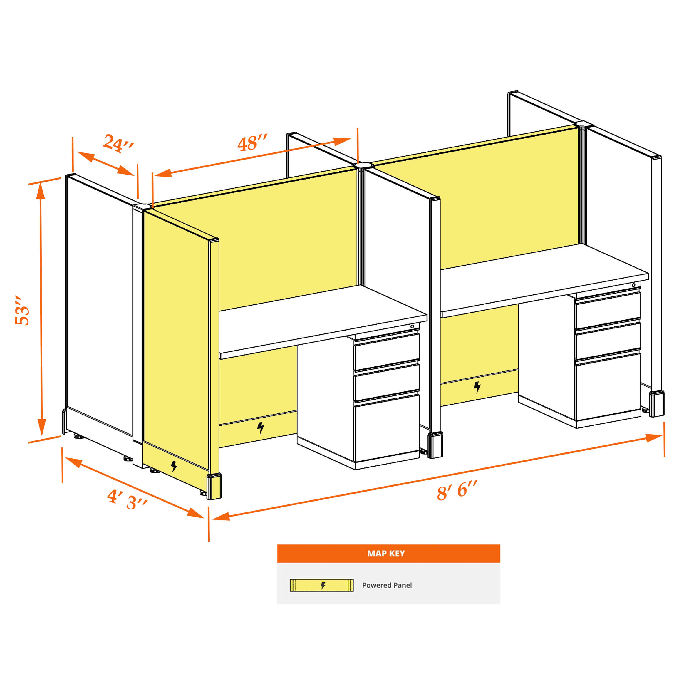 Hot desk CUB 4C 53 P 24 WHT WH PSO