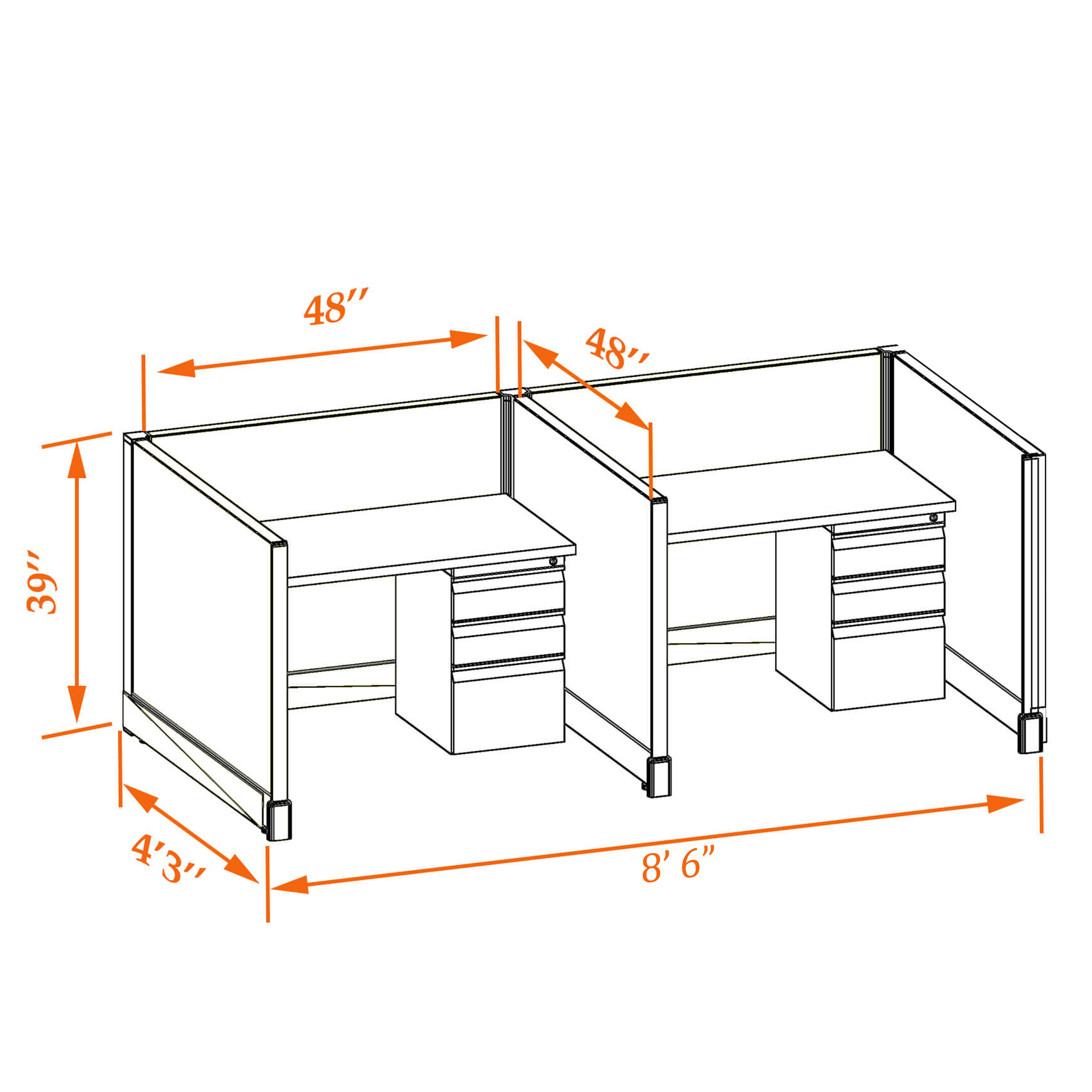 Small office cubicles 39HU 44 2PI 1