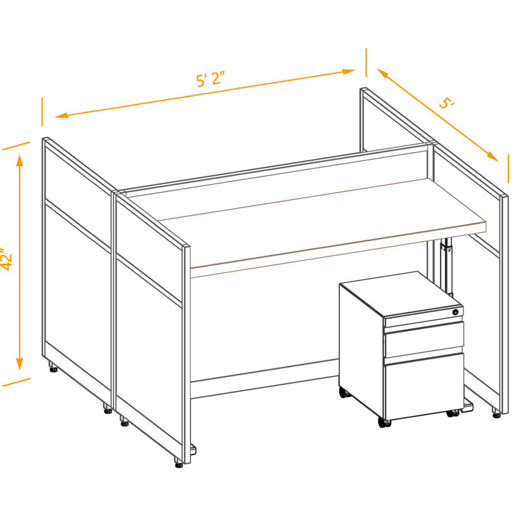 Industrial office desk 42h 2pack sit & stand np 2x5