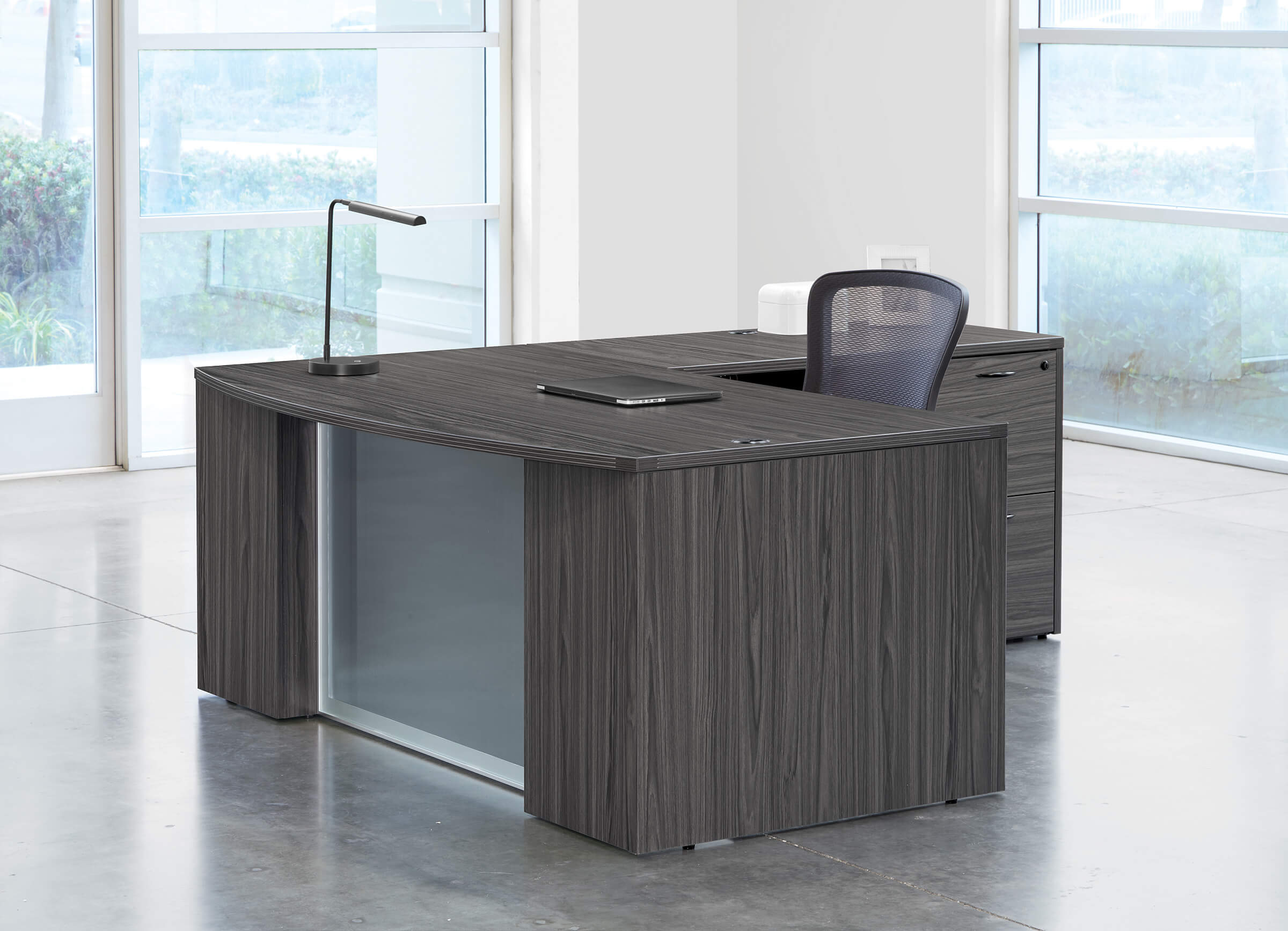 L shaped deks large l shaped desk l shaped desk with modesty panel slate grey space view