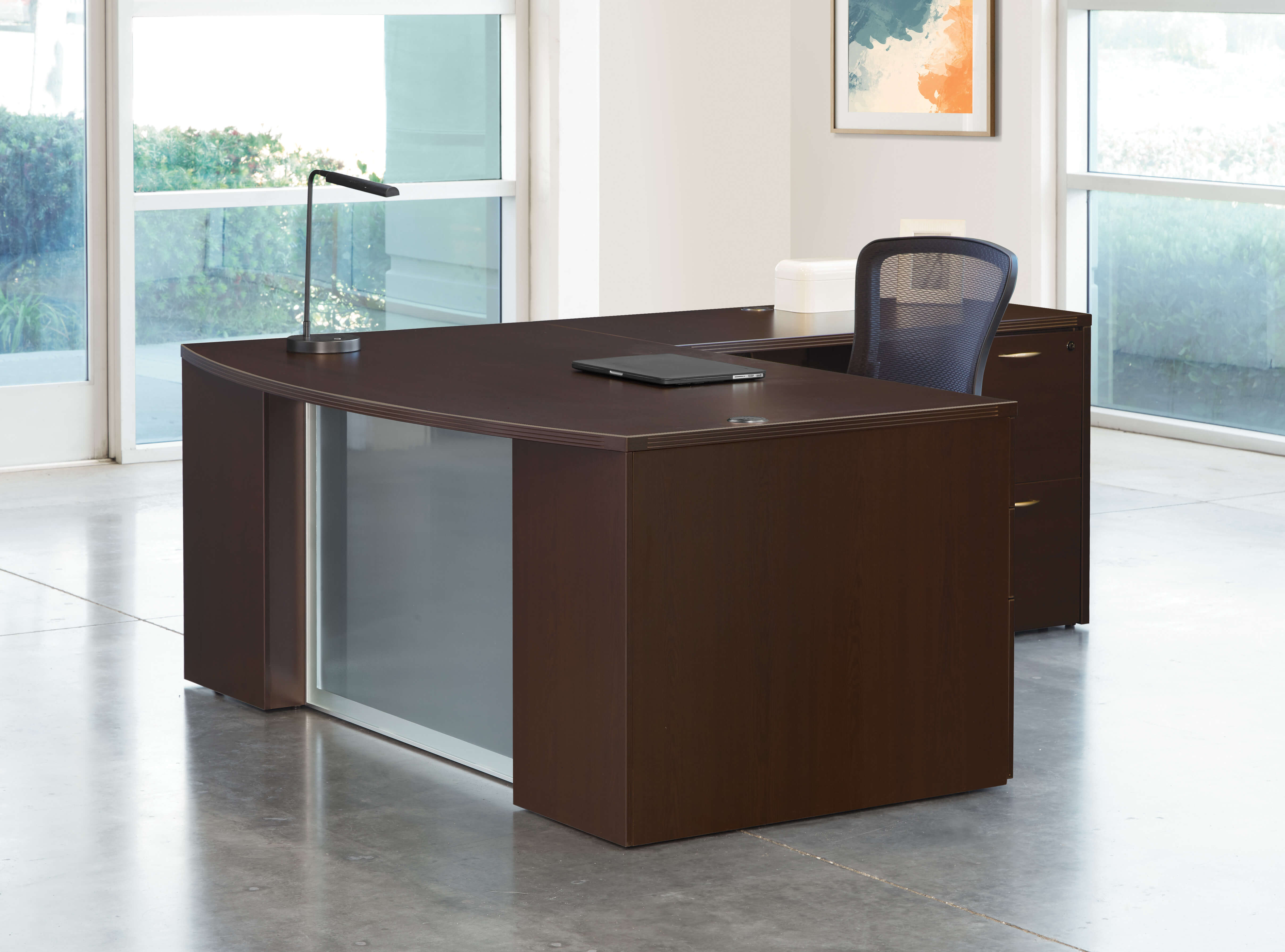 L shaped desk large l shaped desk l shaped desk with modesty panel espresso space view