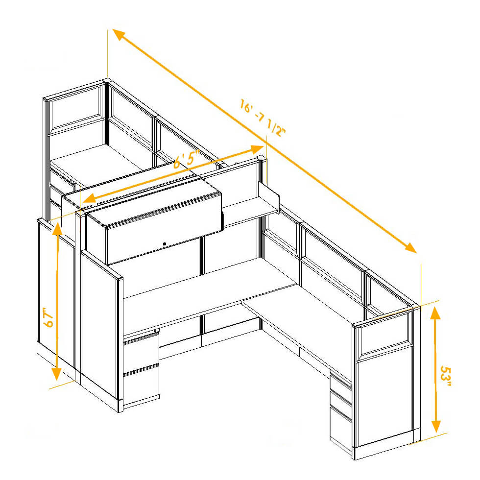 Modular furniture mixed height non powered CUB 2C 53 67 NP 68 PGL ESP WH PSO2