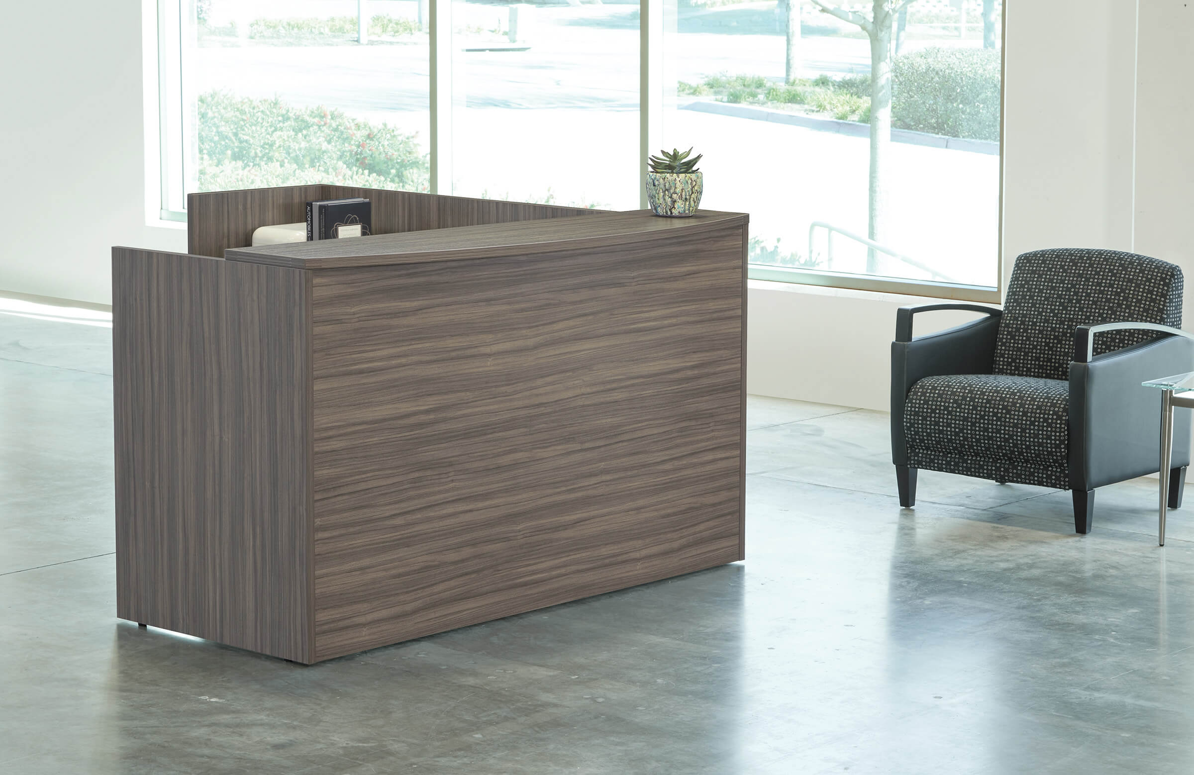 Office reception desk straight reception desk contemporary office reception desk urban walnut space view 3