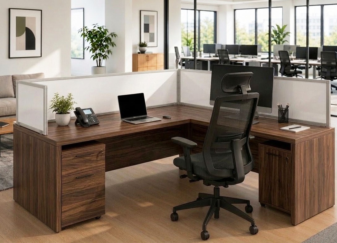 Polycarbonate white desk divider PW24H