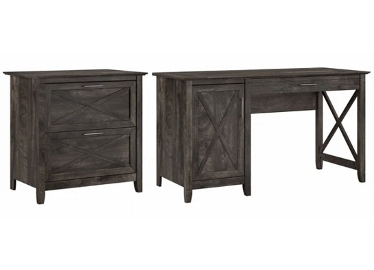 Rustic style desk with drawer lateral file cabinet highlight dark gray hickory Rustic style desk with drawer lateral file cabinet highlight dark gray hickory