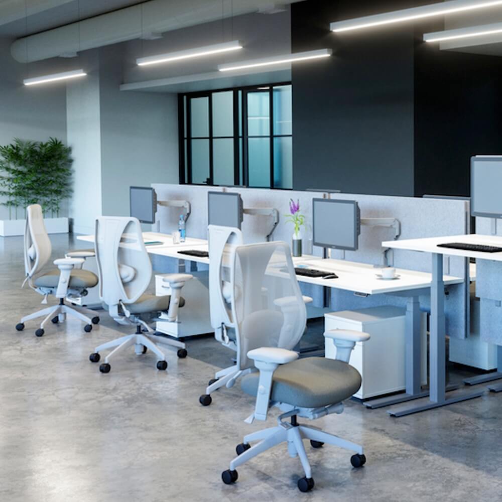 /shop/images/single product pages/big&tall office chairs ergonomic office chair adjustable arms light gray mesh and asteroid fabric seat open office view