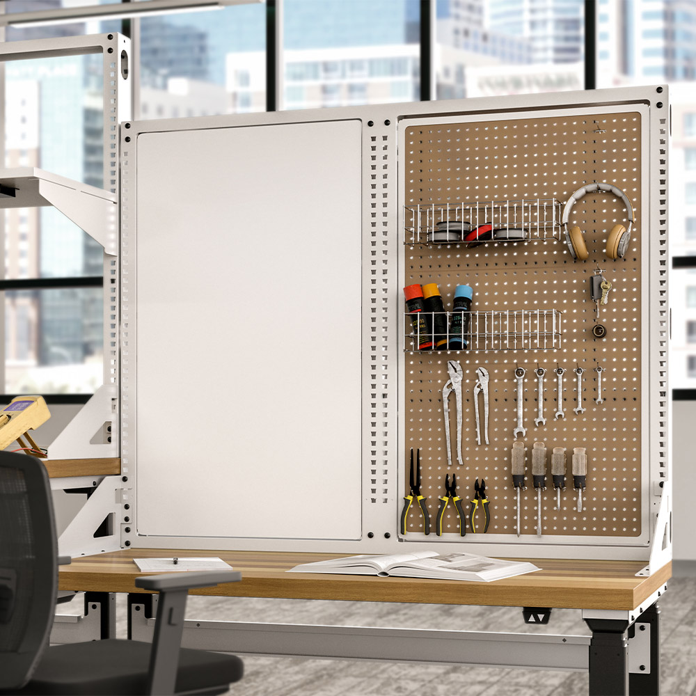 Height adjustable industrial workbench environment