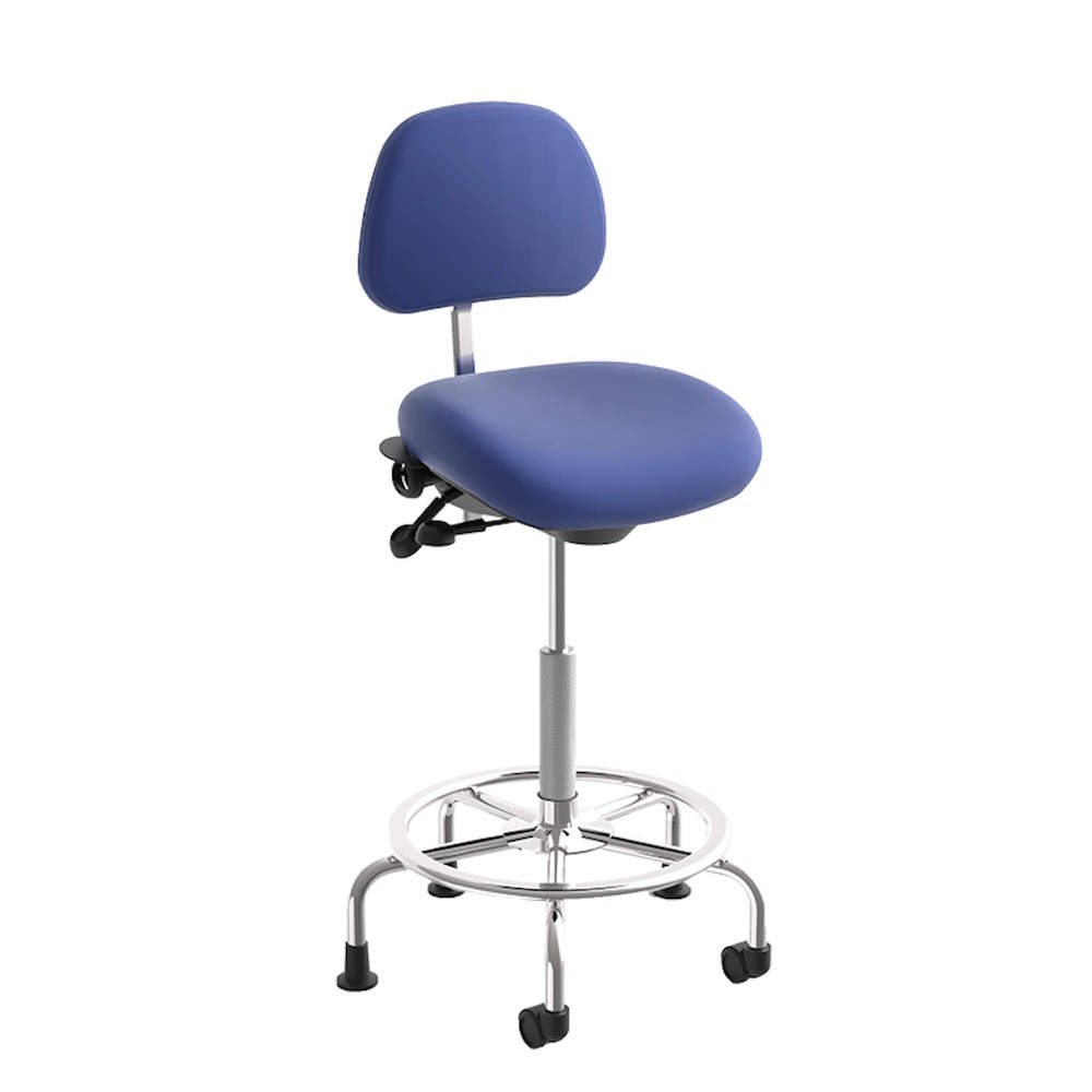 /shop/images/single product pages/office chair for standing desk ergonomic stool for standing desks medical stool with backrest bright blue angle view 1