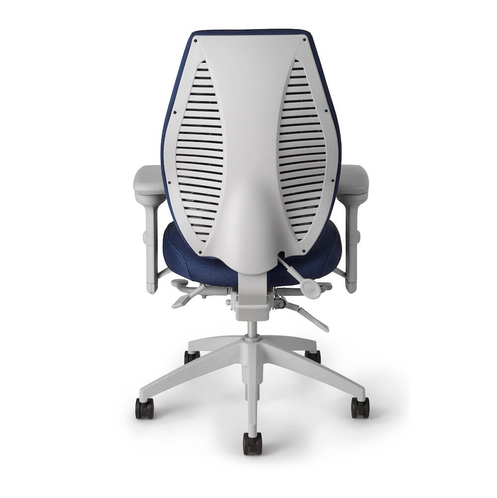 /shop/images/single product pages/office furniture chairs office desk chairs high back office chair ergonomic light gray frame and navy fabric back view