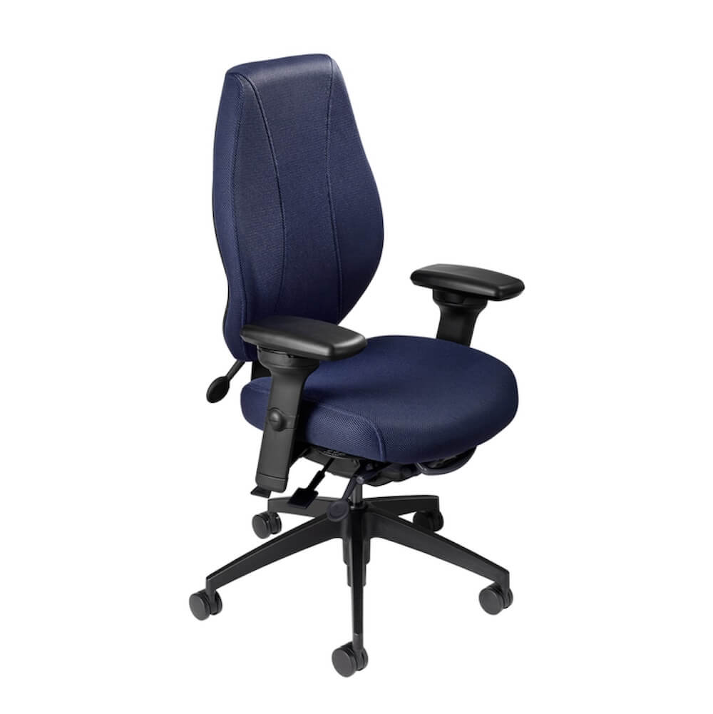 /shop/images/single product pages/office furniture chairs office desk chairs high back office chair ergonomic midnight black frame and navy fabric angle view