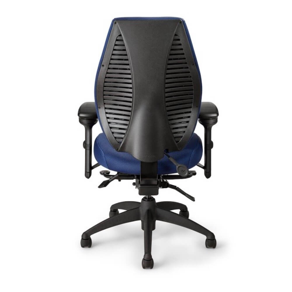 /shop/images/single product pages/office furniture chairs office desk chairs high back office chair ergonomic midniht black frame and navy fabric back view