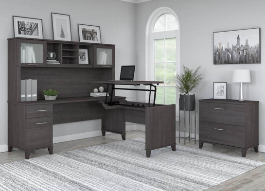 Sit and stand desk sit and stand corner desk standing desk with storage storm gray space view Sit and stand desk sit and stand corner desk standing desk with storage storm gray space view