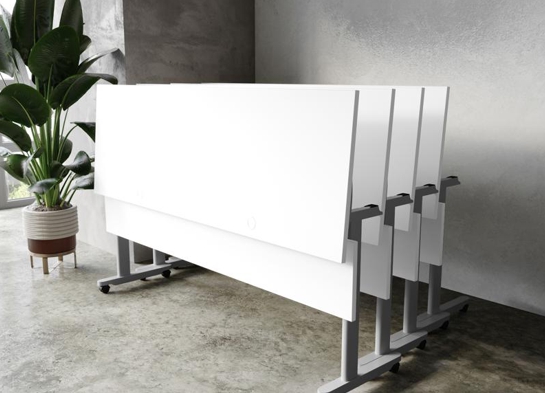 Training table with t leg 6x2 white gray 2