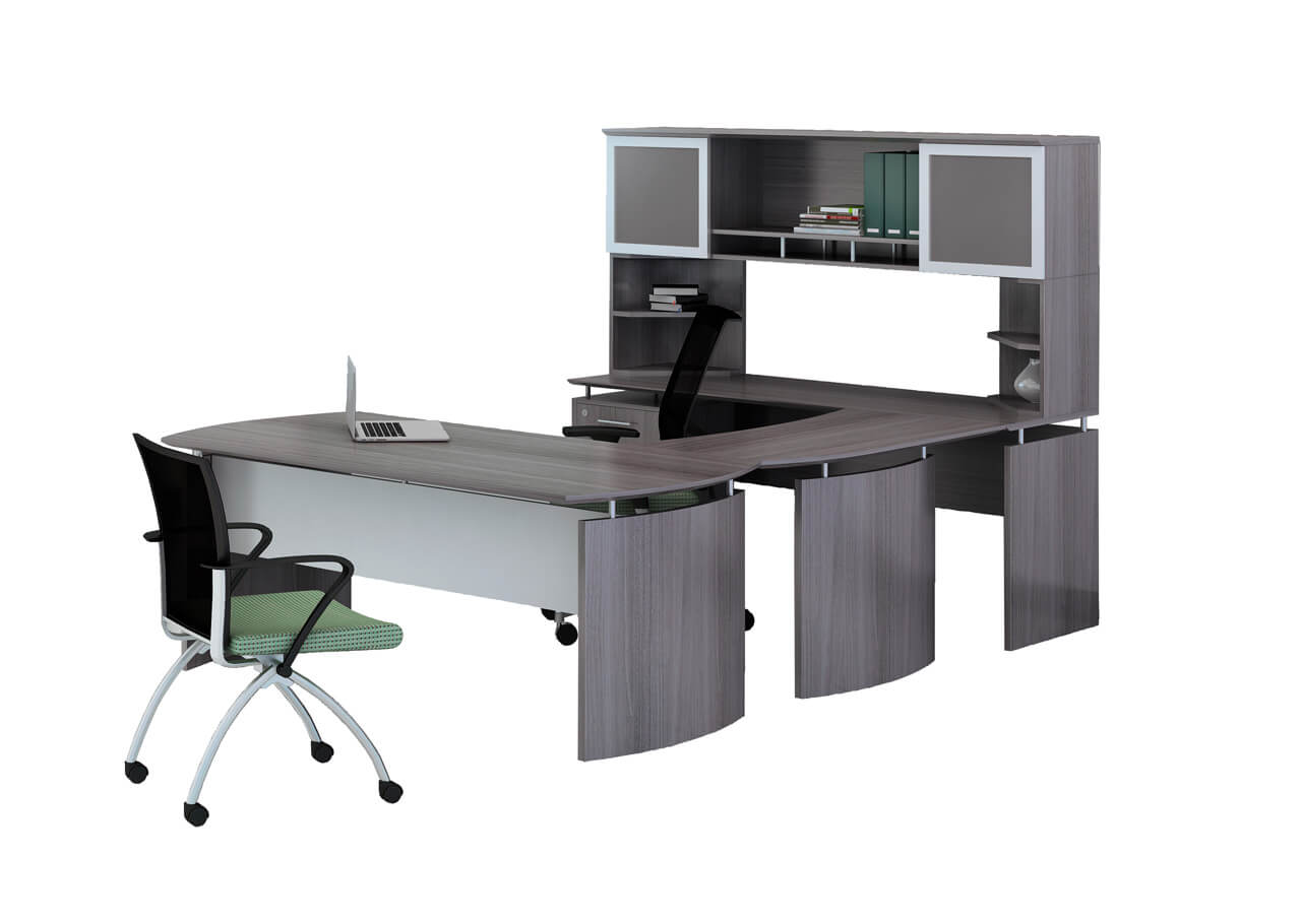 U shaped desk with hutch CUB MNT 35 LGS YAM