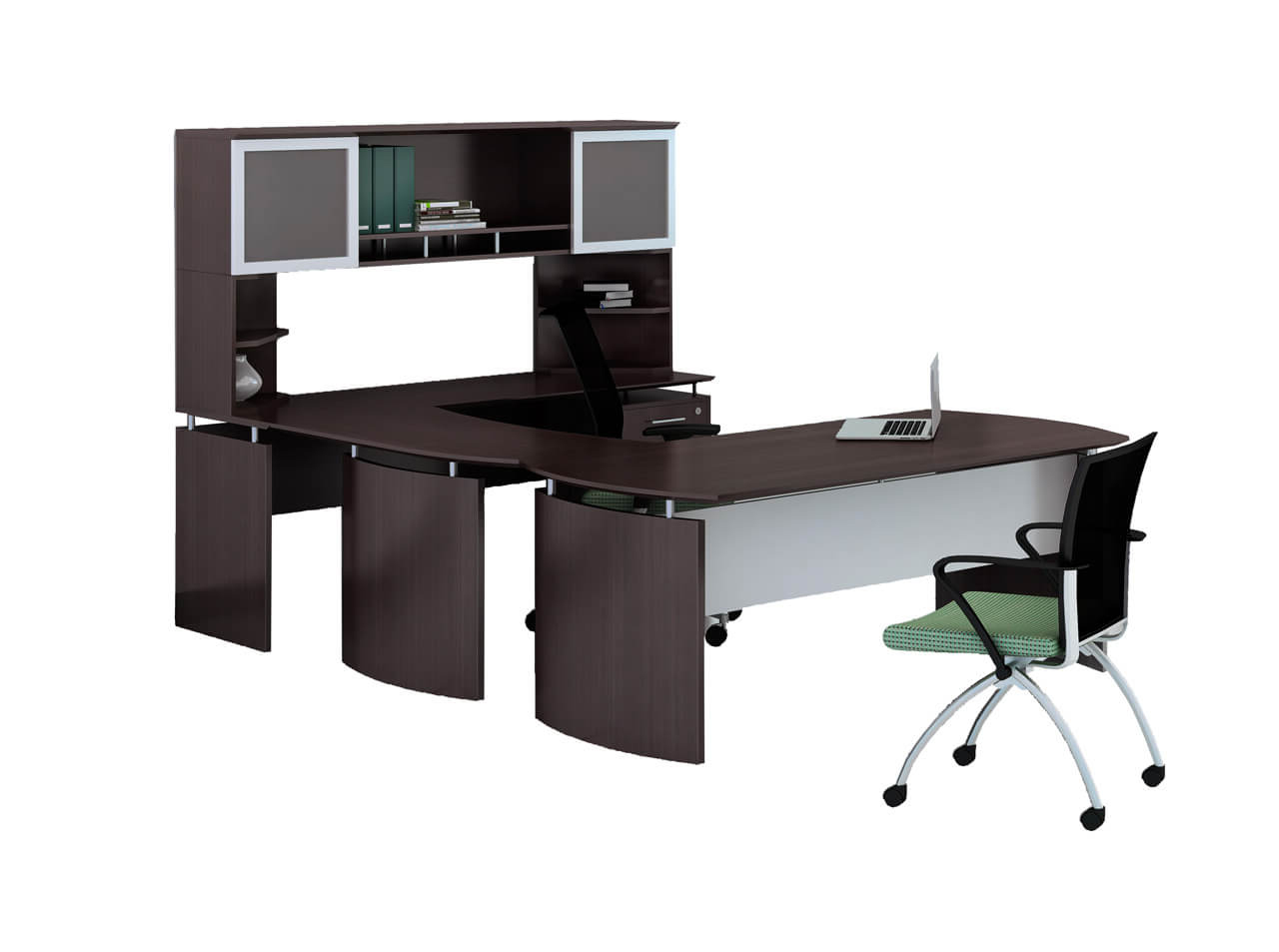 U shaped desk with hutch CUB MNT 36 LDC YAM