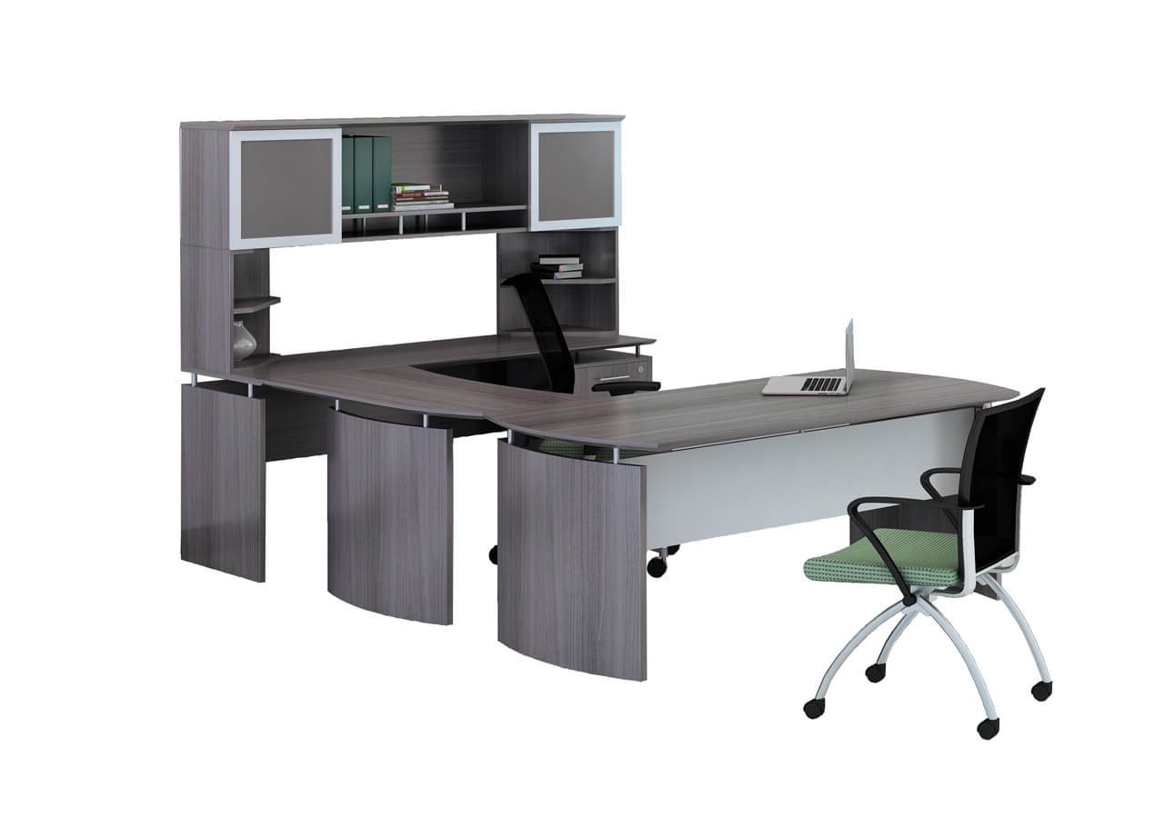 U shaped desk with hutch CUB MNT 36 LGS YAM