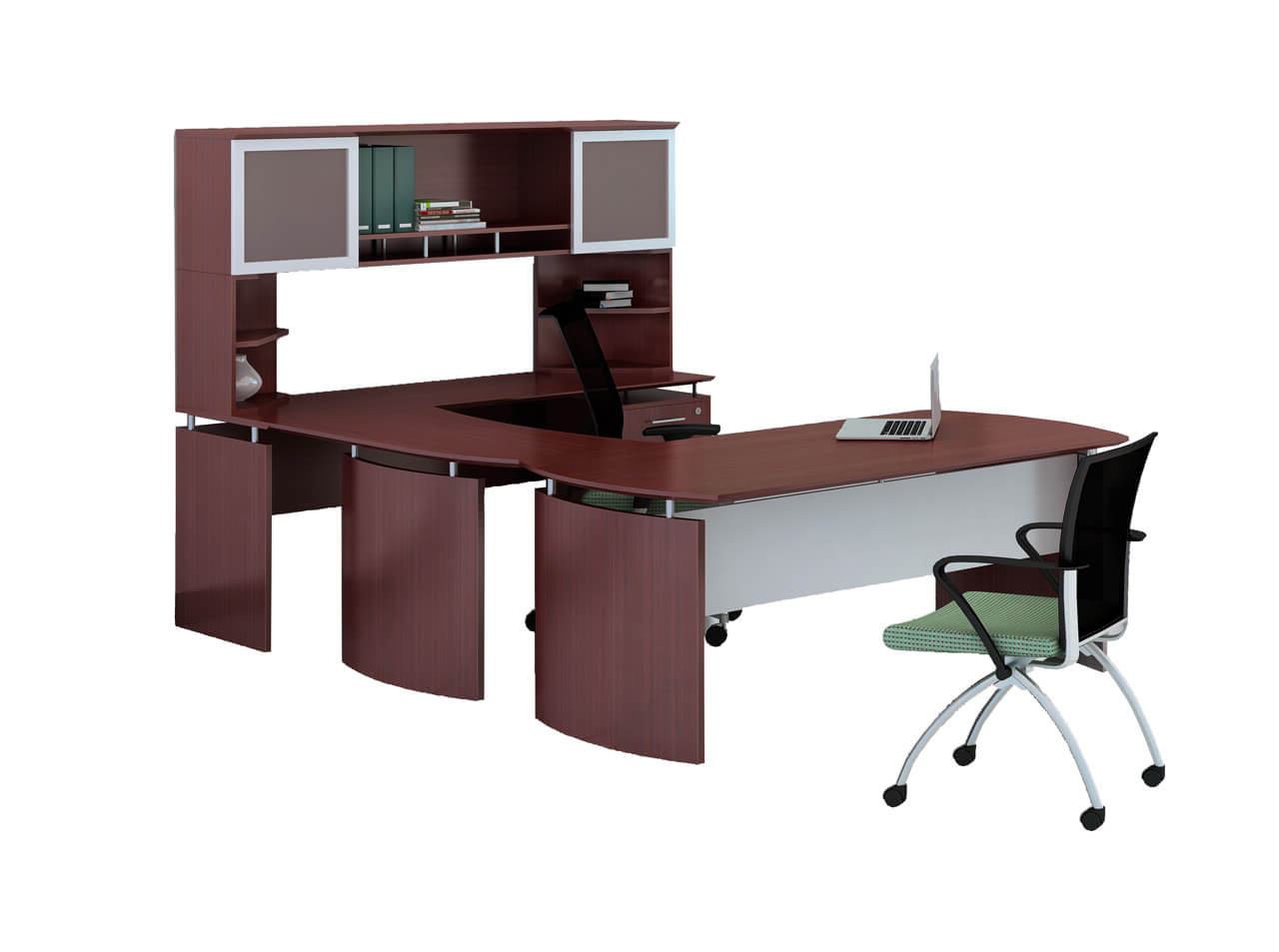 U shaped desk with hutch CUB MNT 36 LMH YAM