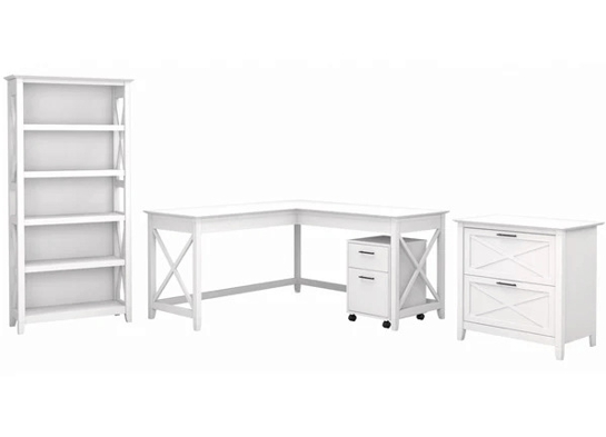 Western style office desk 5 shelf open bookcase highlight pure white oak Western style office desk 5 shelf open bookcase highlight pure white oak
