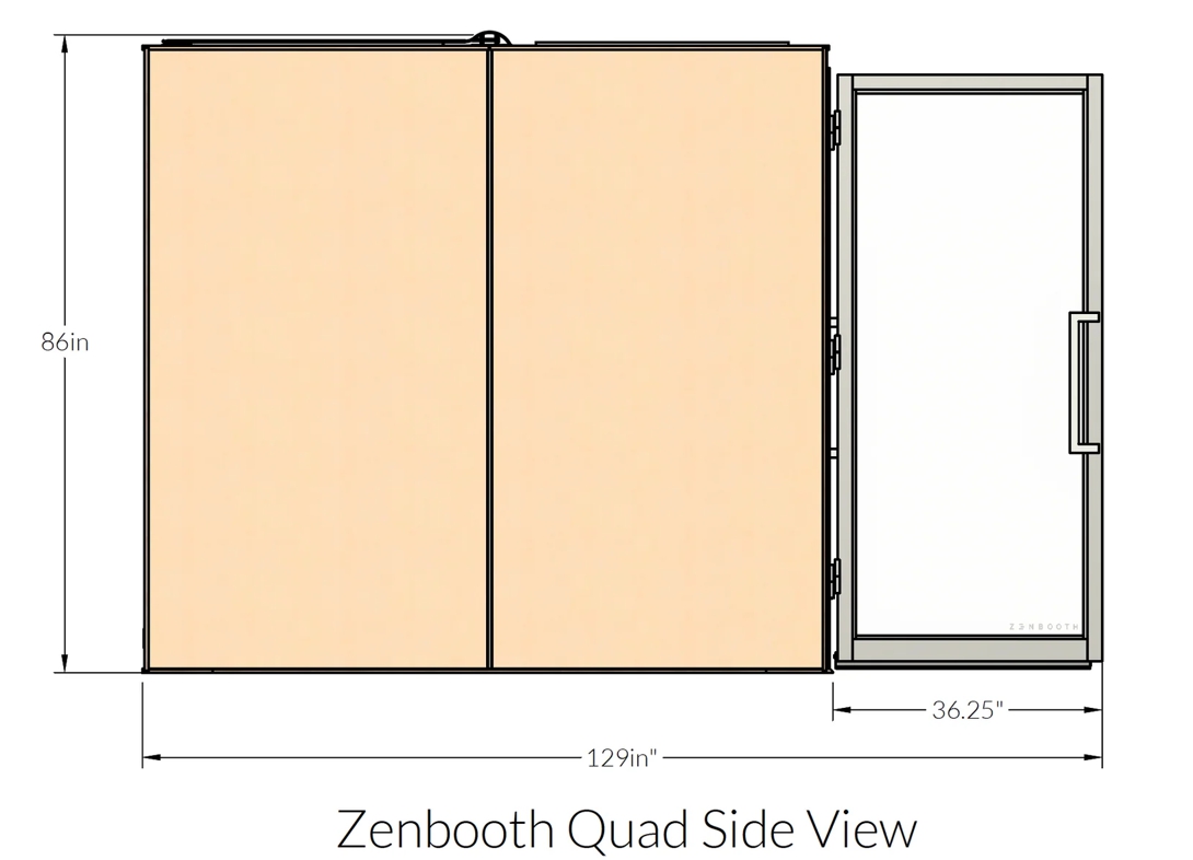 Zen four person office phone booth door dimensions