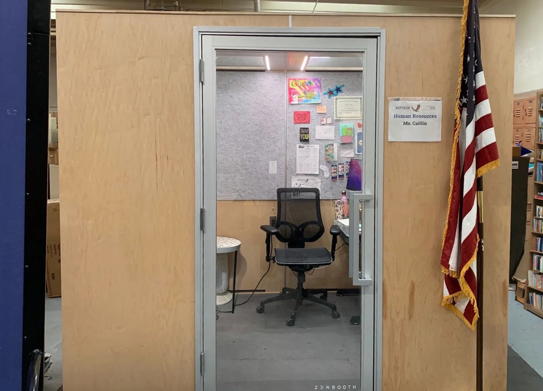 Zen four person office phone booth office view