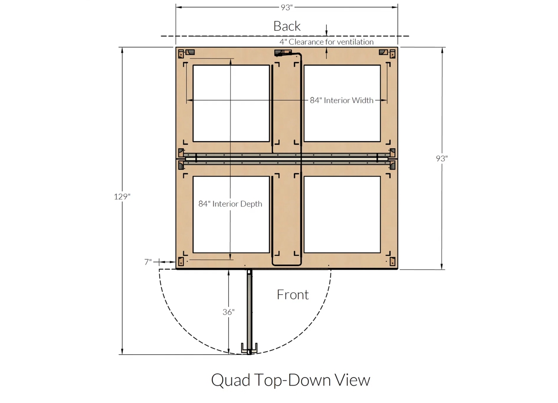 Zen four person office phone booth open door dimensions