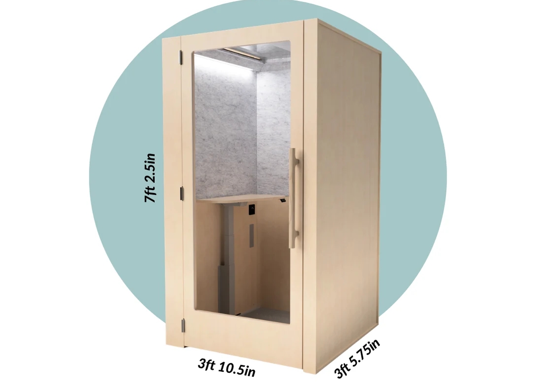 Zen pro single person office phone booth maple dimensions