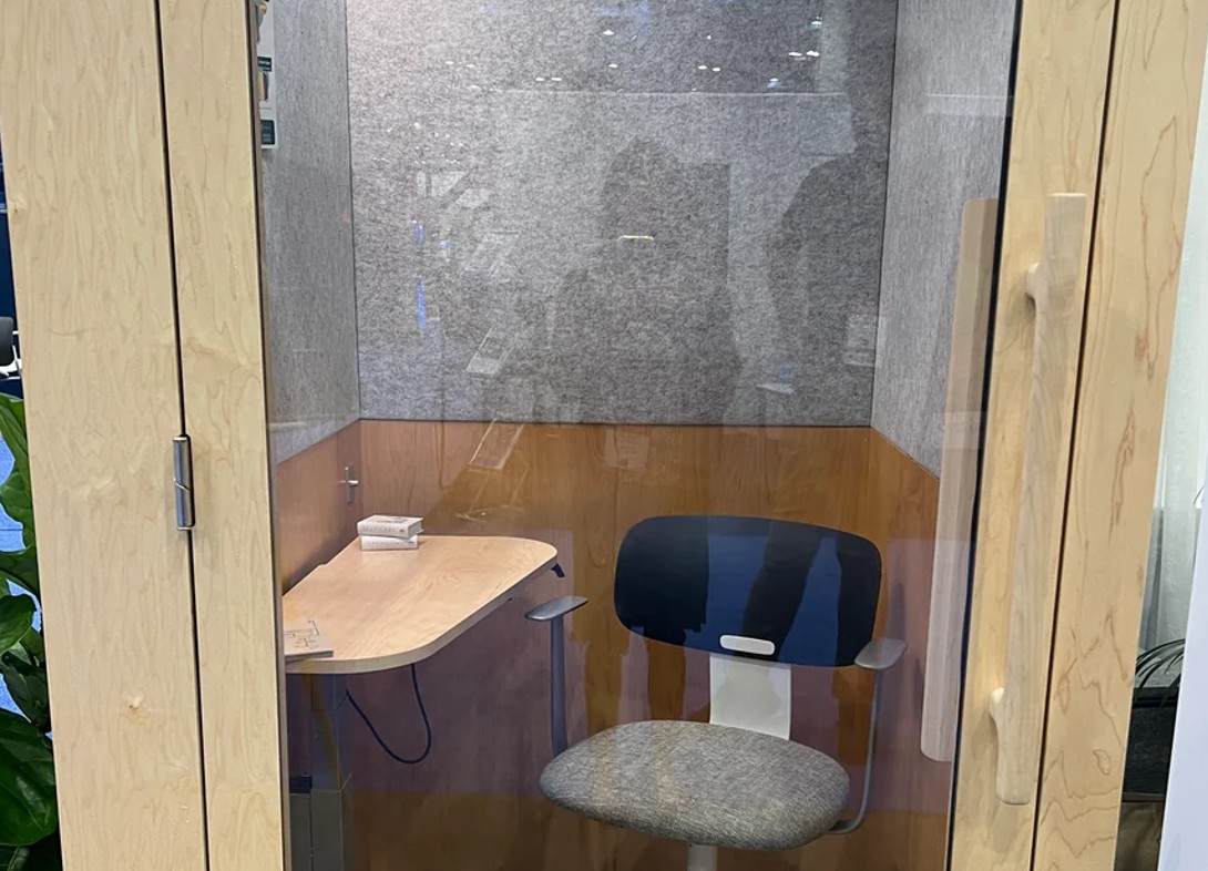 Zen pro single person office phone booth walnut