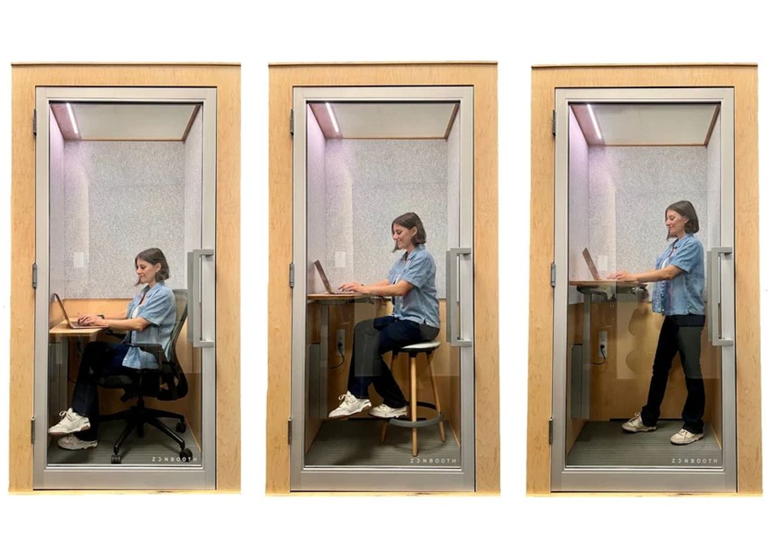 Zen single person office phone booth usage