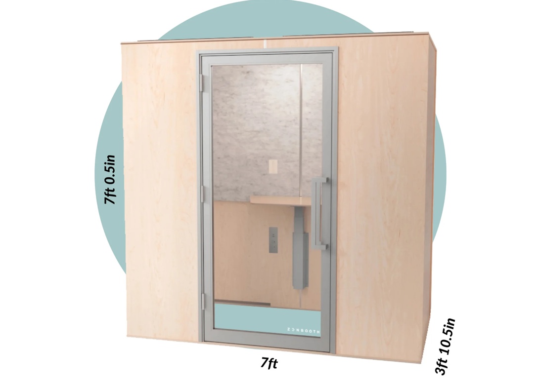 Zen two person office phone booth maple dimensions