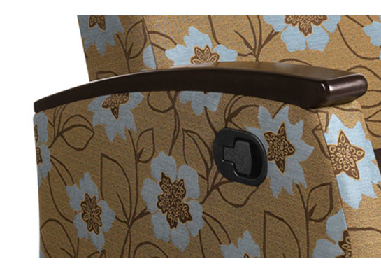 Release and recline handle on medical recliners. Finger activated and flush mounted operates on either side of the chair. Release and recline handle on medical recliners. Finger activated and flush mounted operates on either side of the chair.