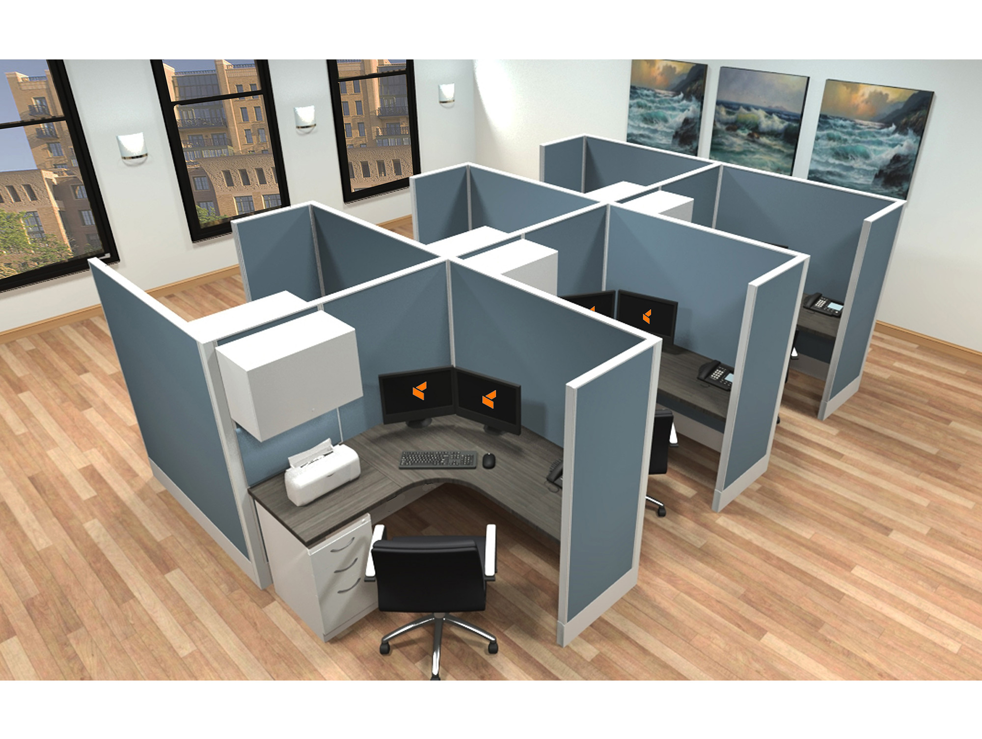 5x5 modular workstations from AIS - 6 Pack Cluster 5x5 modular workstations from AIS - 6 Pack Cluster