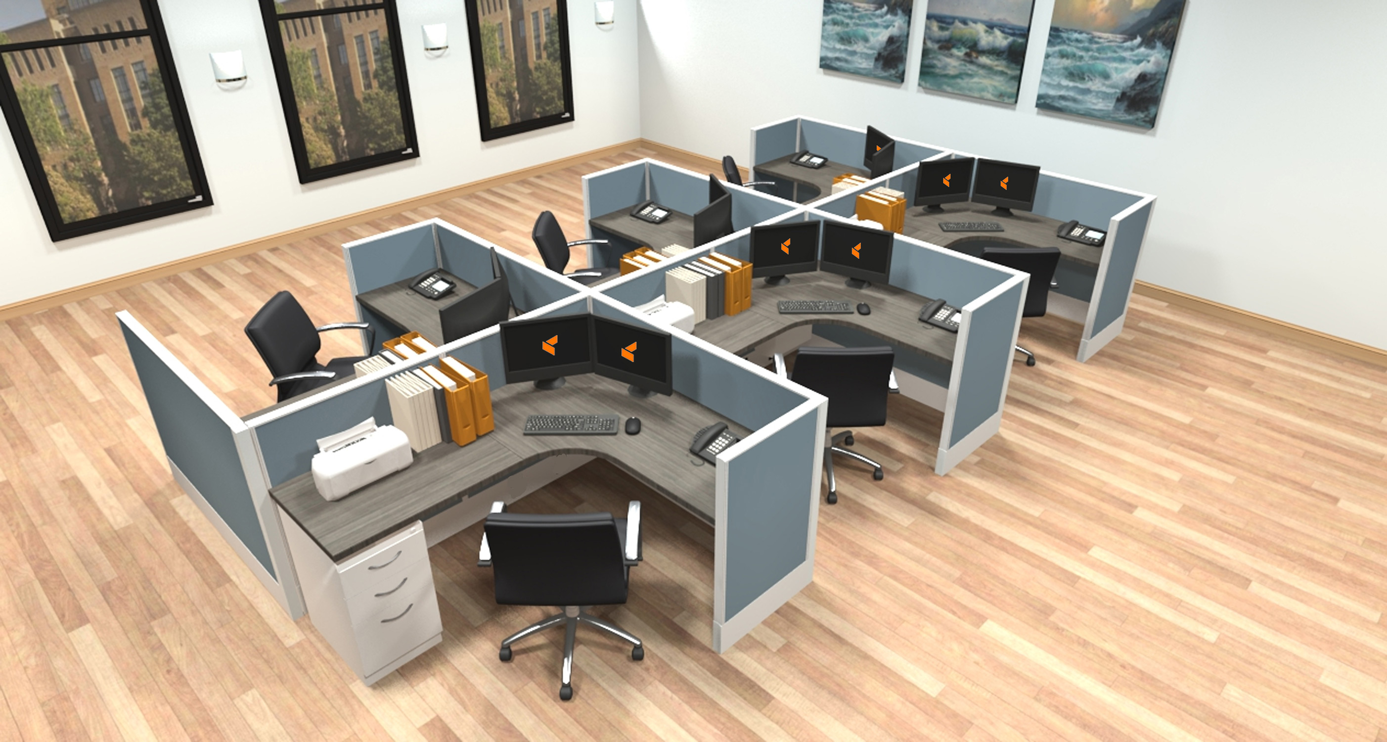 5x6 modular workstations from AIS - 6 Pack Cluster 5x6 modular workstations from AIS - 6 Pack Cluster