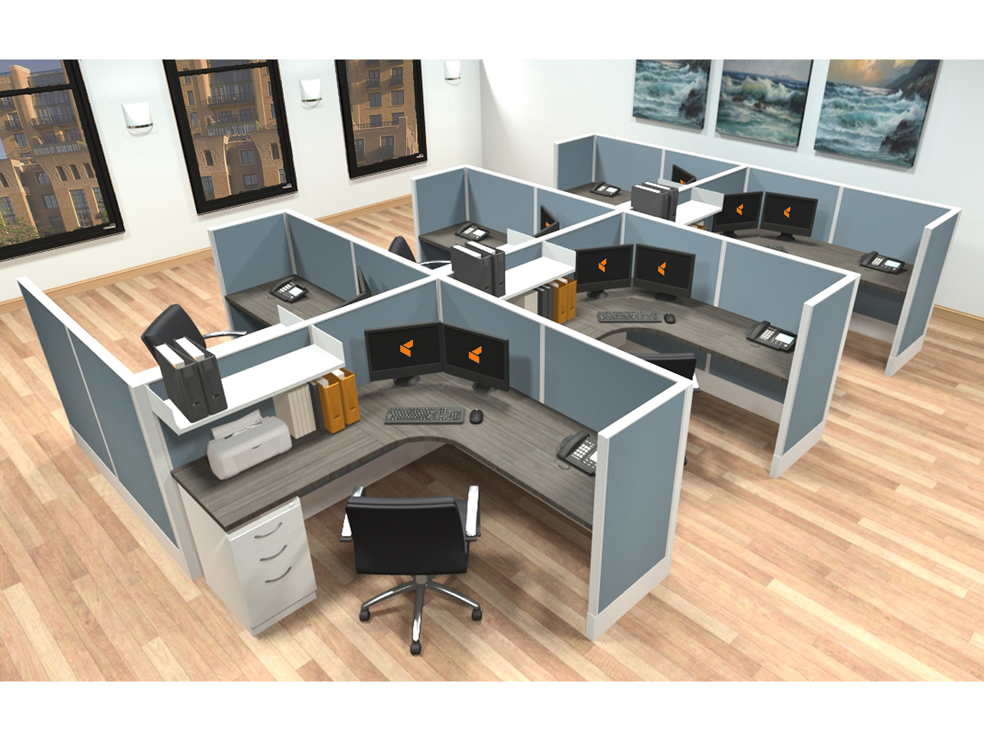 6x6 modular workstations from AIS - 6 Pack Cluster 6x6 modular workstations from AIS - 6 Pack Cluster