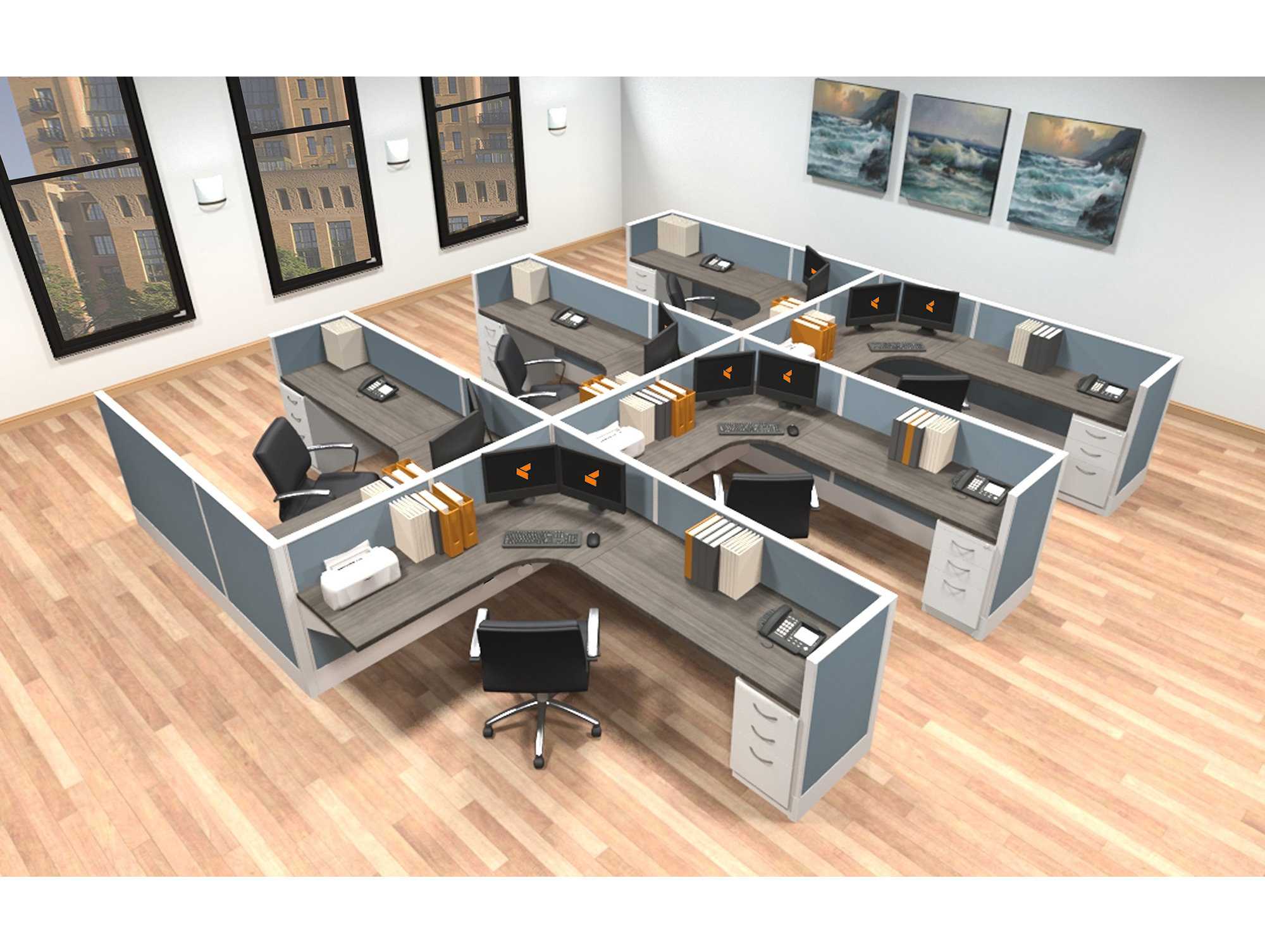 6x8 modular workstations from AIS - 6 Pack Cluster 6x8 modular workstations from AIS - 6 Pack Cluster