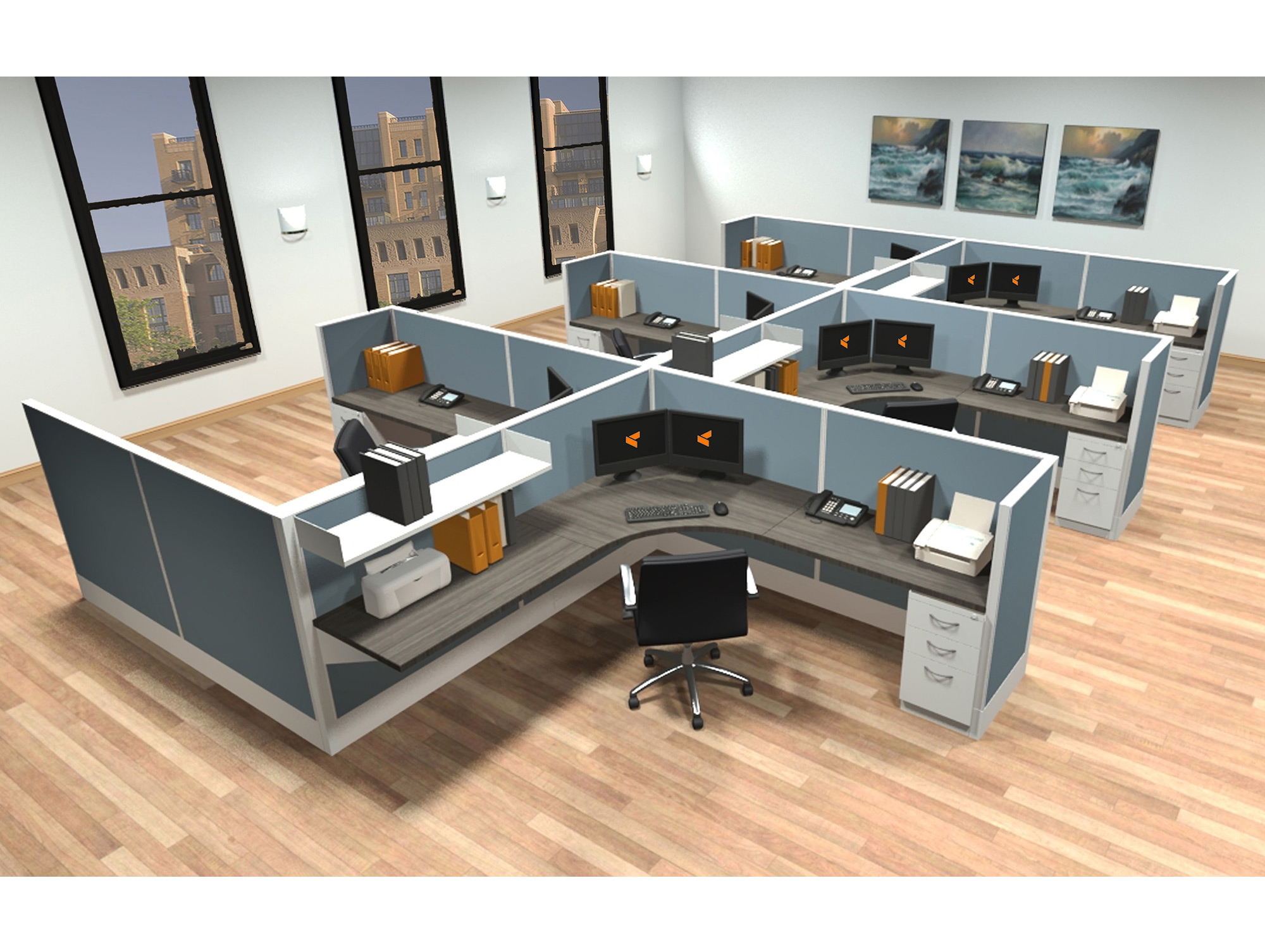 8x8 modular workstations from AIS - 6 Pack Cluster 8x8 modular workstations from AIS - 6 Pack Cluster